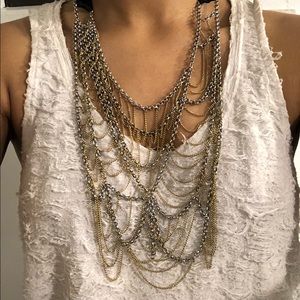 Statement giant chain web crochet necklace